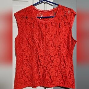 Women's Red Lace Cap-Sleeve Camisole
